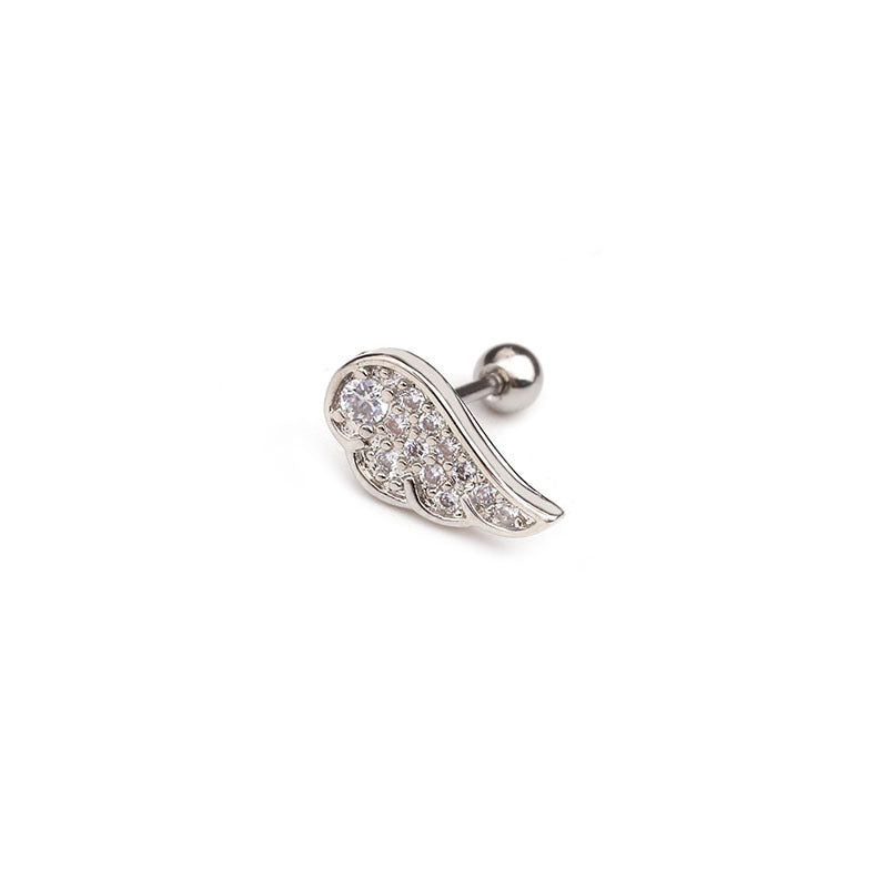 Zircon Screw Stud Stainless Steel Earrings