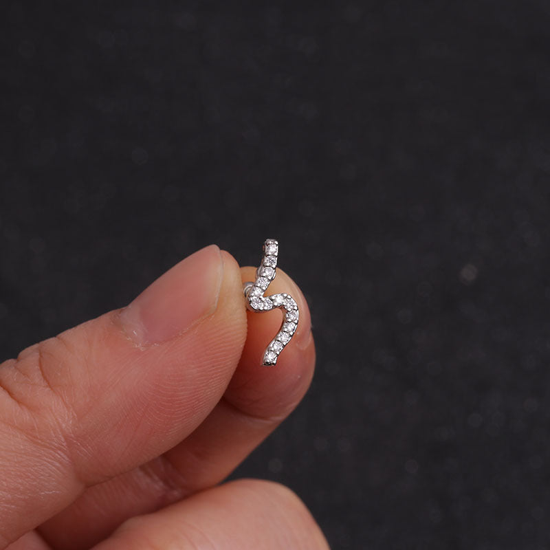 Zircon Screw Stud Stainless Steel Earrings