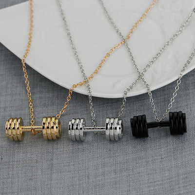 Fitness Barbell Pendant Necklace for Men and Women - Stylish and Fun Sports Jewelry Accessories