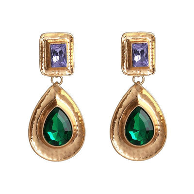 Emerald Pear Shaped Vintage Drop Earrings