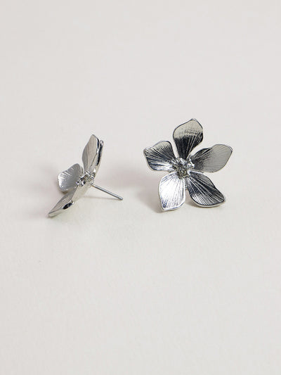 Metal Texture Flower Earrings - Minimalist Fashion Statement Studs