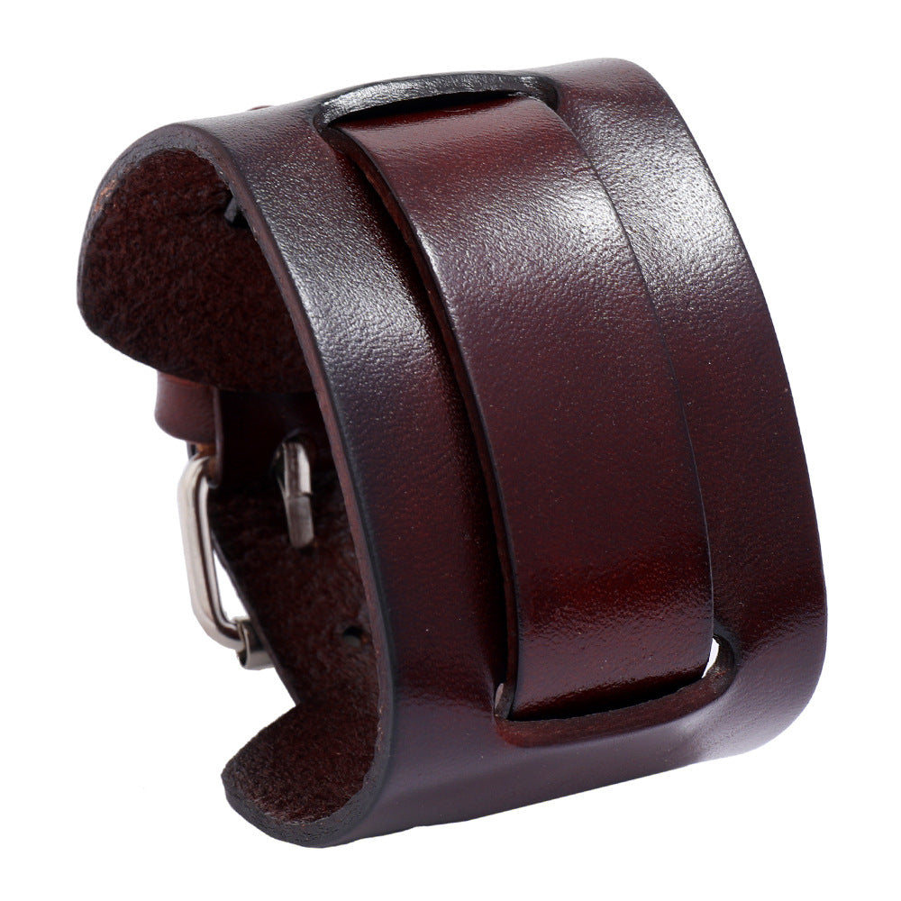 Retro Men's Adjustable Genuine Leather Punk Bracelet