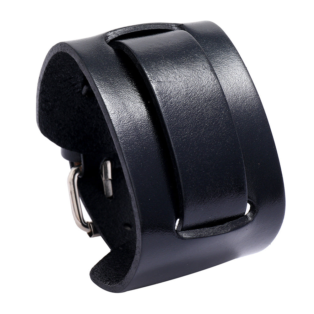 Retro Men's Adjustable Genuine Leather Punk Bracelet