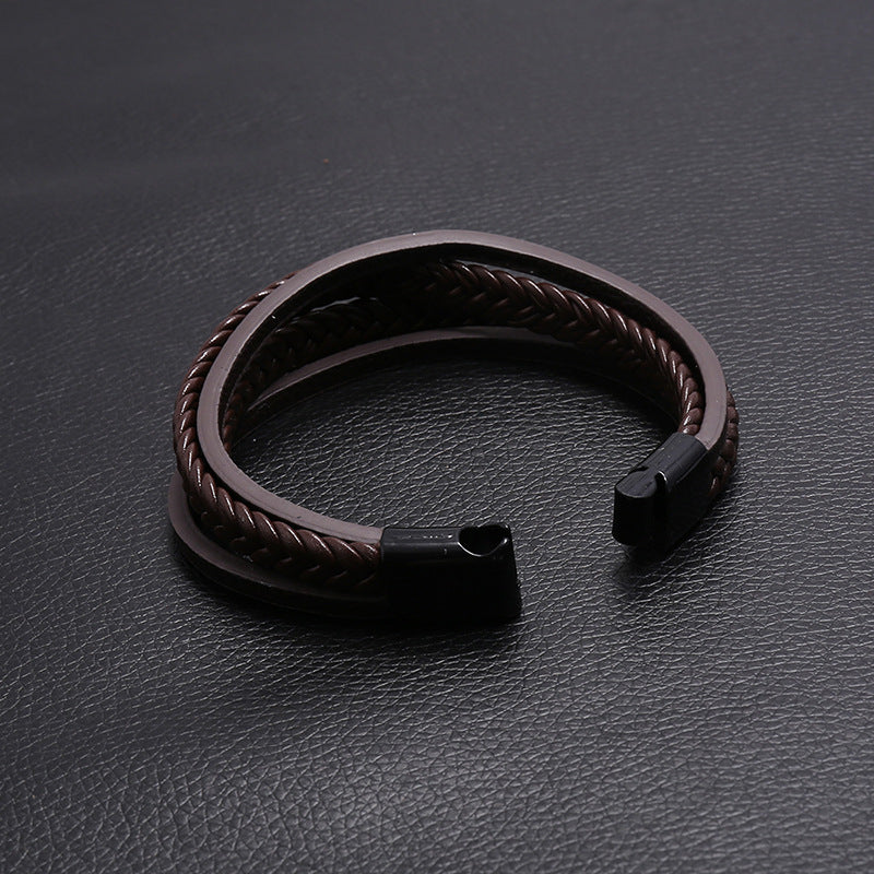 Multi-layer Woven Men's Magnetic Leather Bracelet