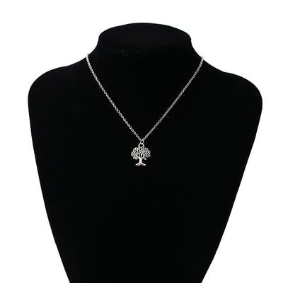Vintage Alloy Diamond Tree of Life Pendant Stainless Steel Necklace