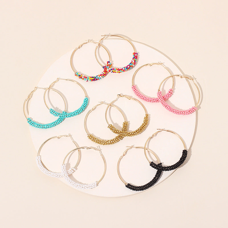 IG Style Geometric Miyuki Beaded Hoop Earrings for Women