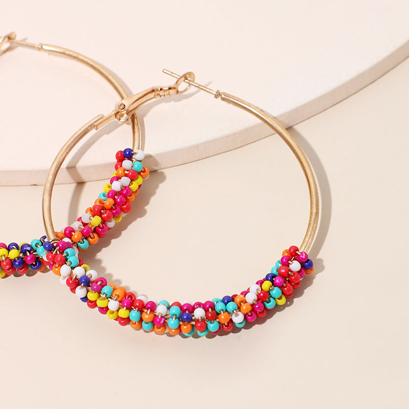 IG Style Geometric Miyuki Beaded Hoop Earrings for Women