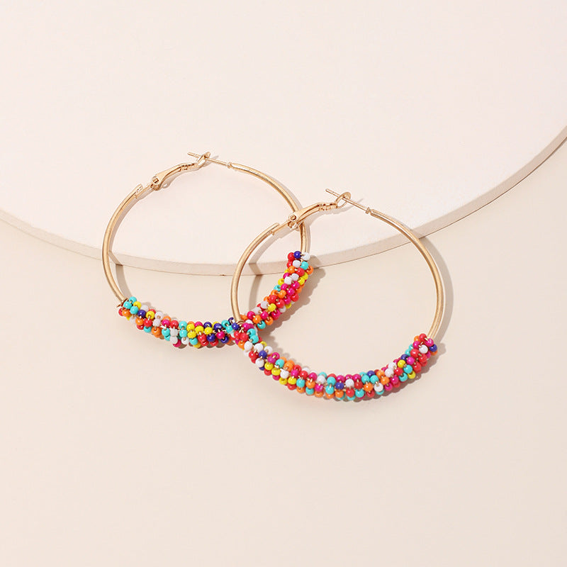 IG Style Geometric Miyuki Beaded Hoop Earrings for Women