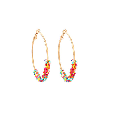 IG Style Geometric Miyuki Beaded Hoop Earrings for Women