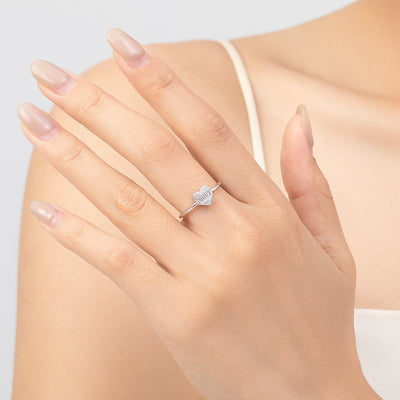 Modian S925 Sterling Silver Heart Zircon Ring for Women - Fashionable and Versatile Cube Design