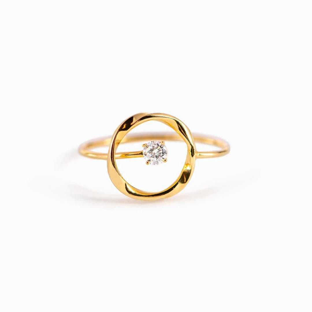 IG Style Geometric Sterling Silver Zircon Inlay Rings