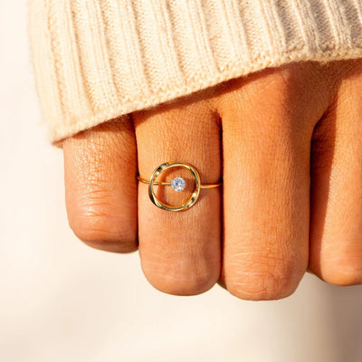IG Style Geometric Sterling Silver Zircon Inlay Rings