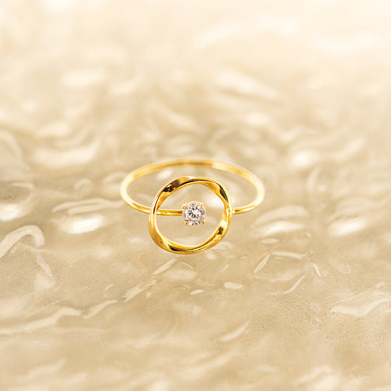 IG Style Geometric Sterling Silver Zircon Inlay Rings