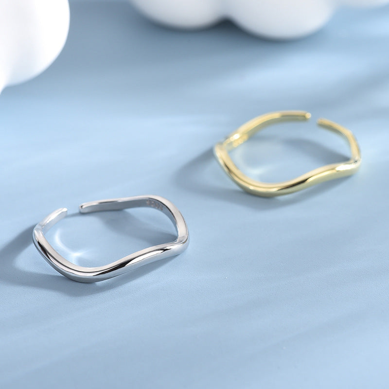 IG Style Irregular Geometric Sterling Silver Mobius Adjustable Open Ring