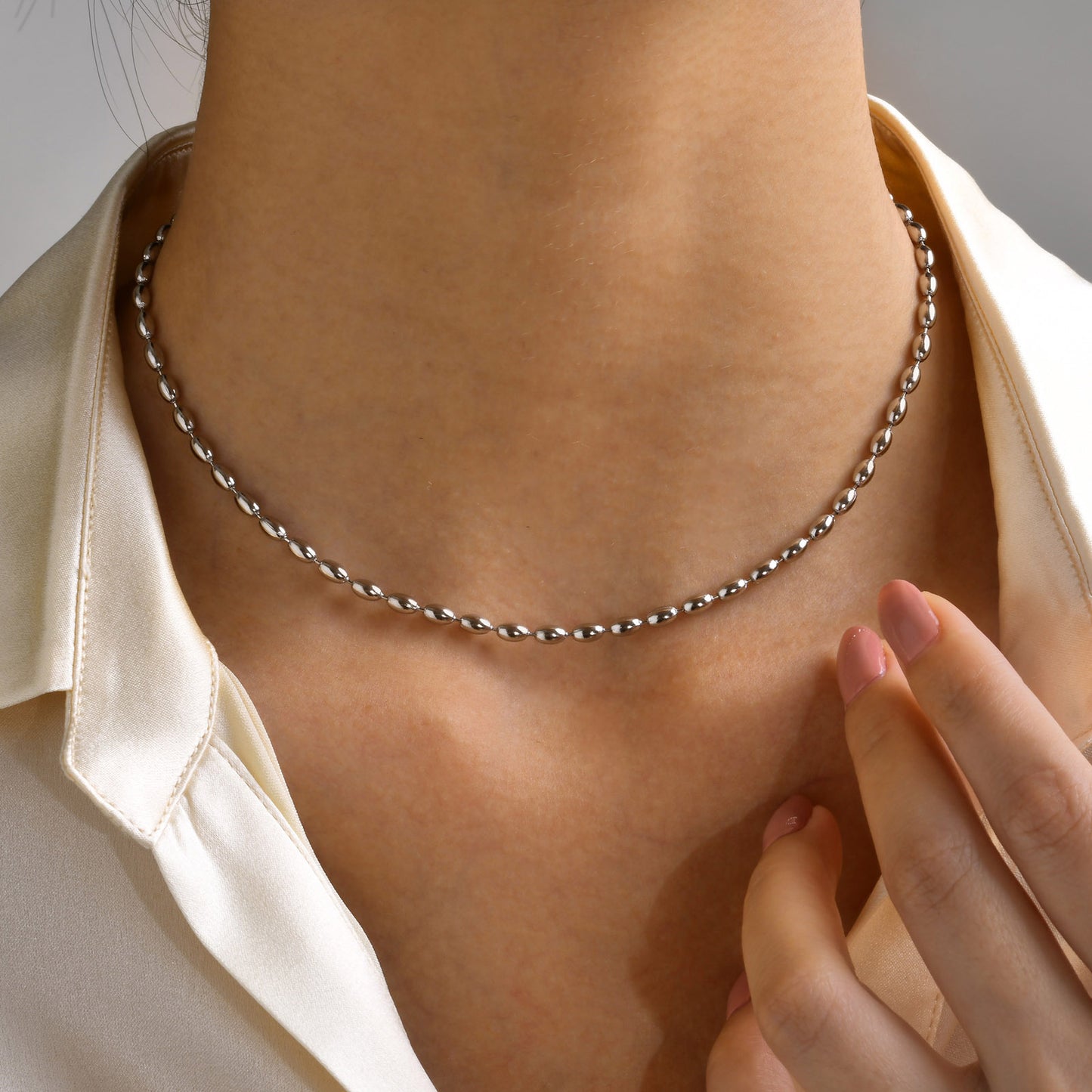 IG Style Solid Color 18K Gold Plated Stainless Steel Double Layer Necklace