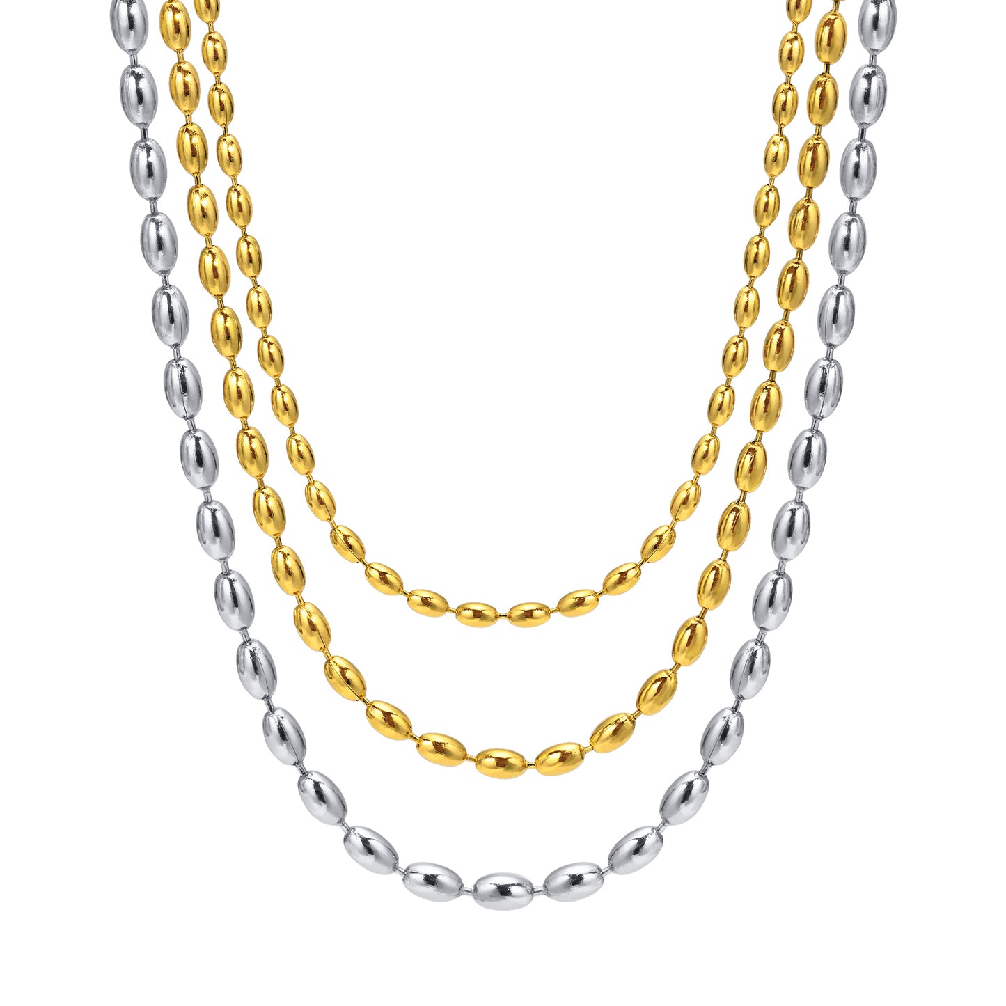 IG Style Solid Color 18K Gold Plated Stainless Steel Double Layer Necklace