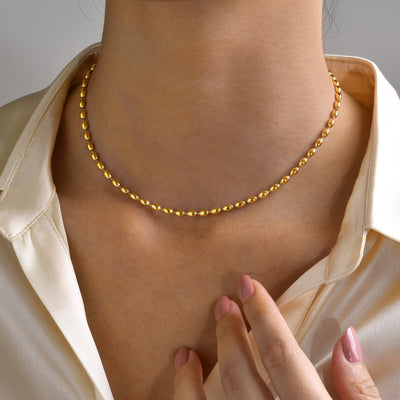 IG Style Solid Color 18K Gold Plated Stainless Steel Double Layer Necklace