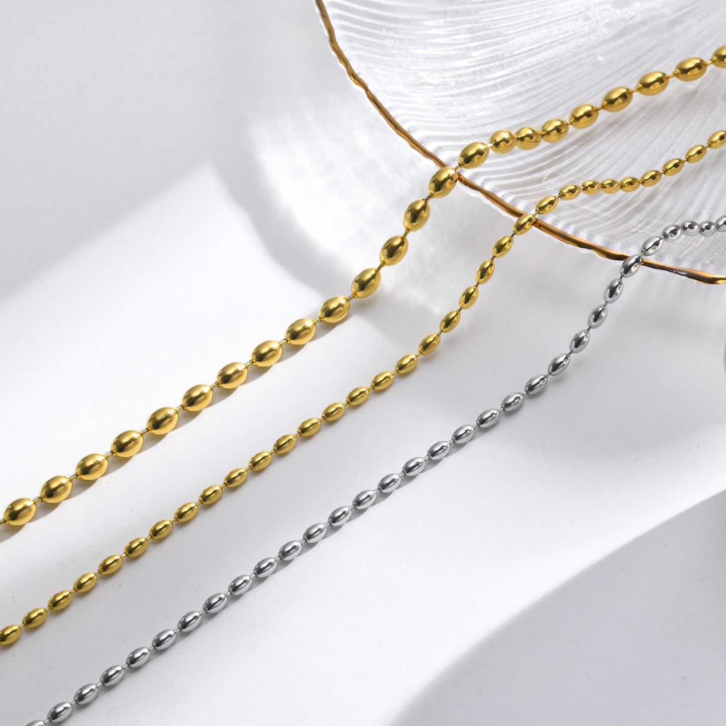 IG Style Solid Color 18K Gold Plated Stainless Steel Double Layer Necklace