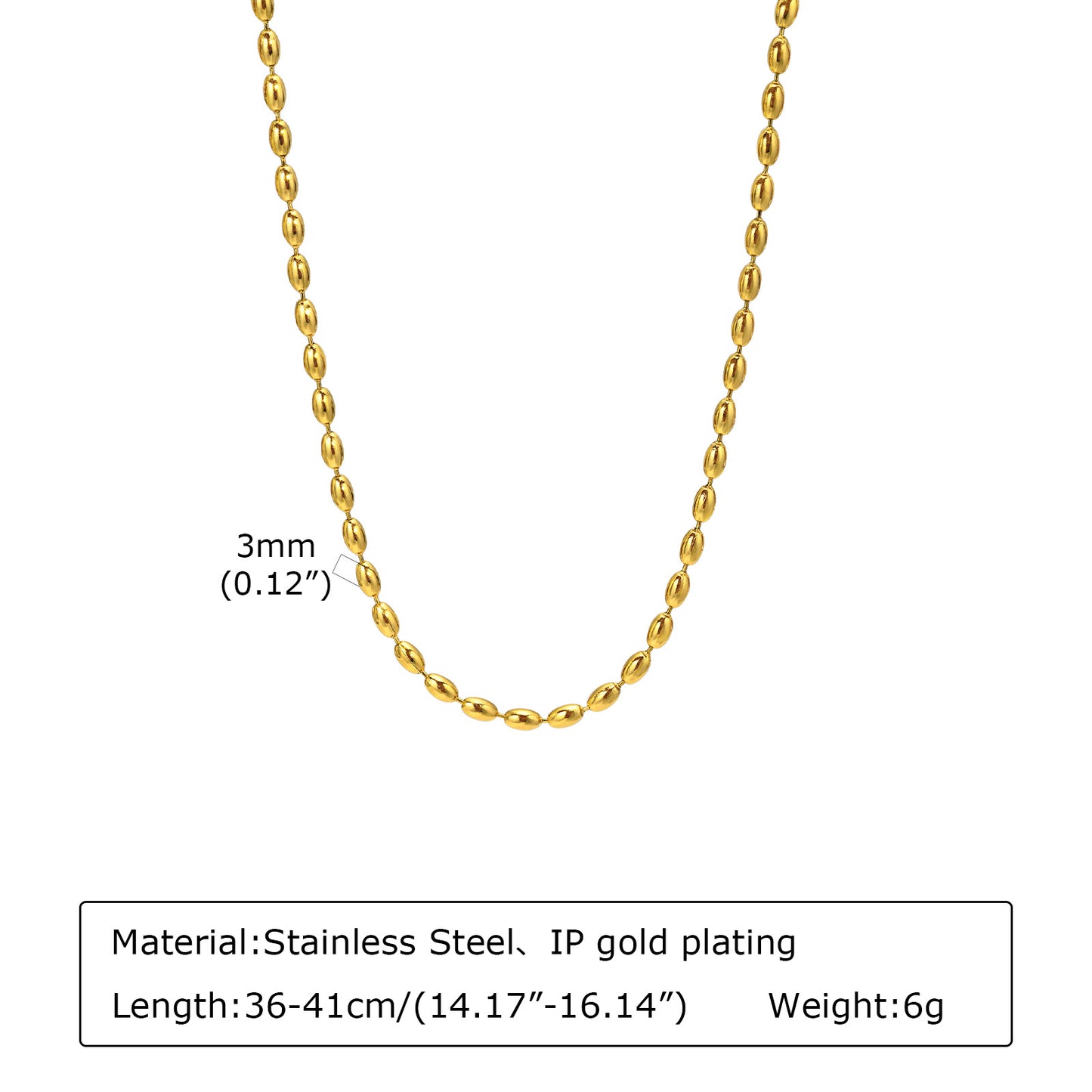 IG Style Solid Color 18K Gold Plated Stainless Steel Double Layer Necklace