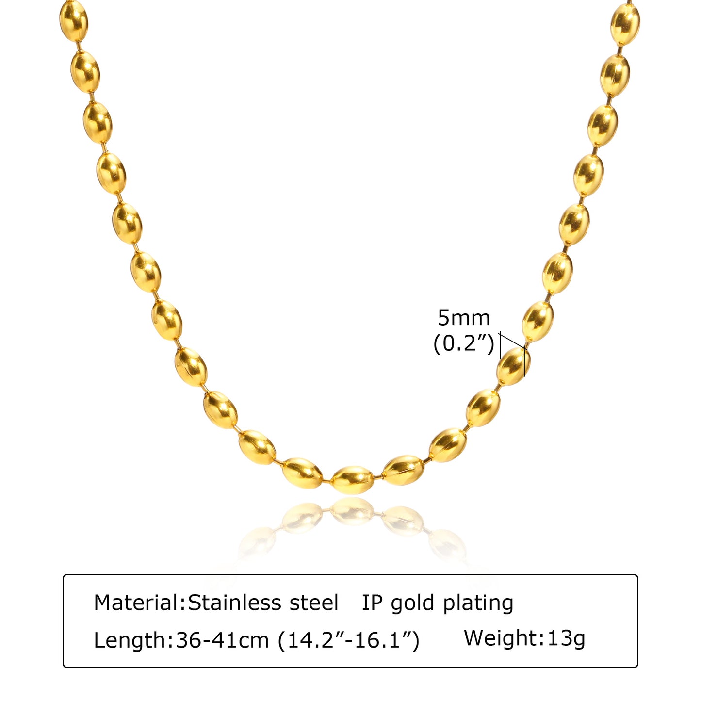 IG Style Solid Color 18K Gold Plated Stainless Steel Double Layer Necklace