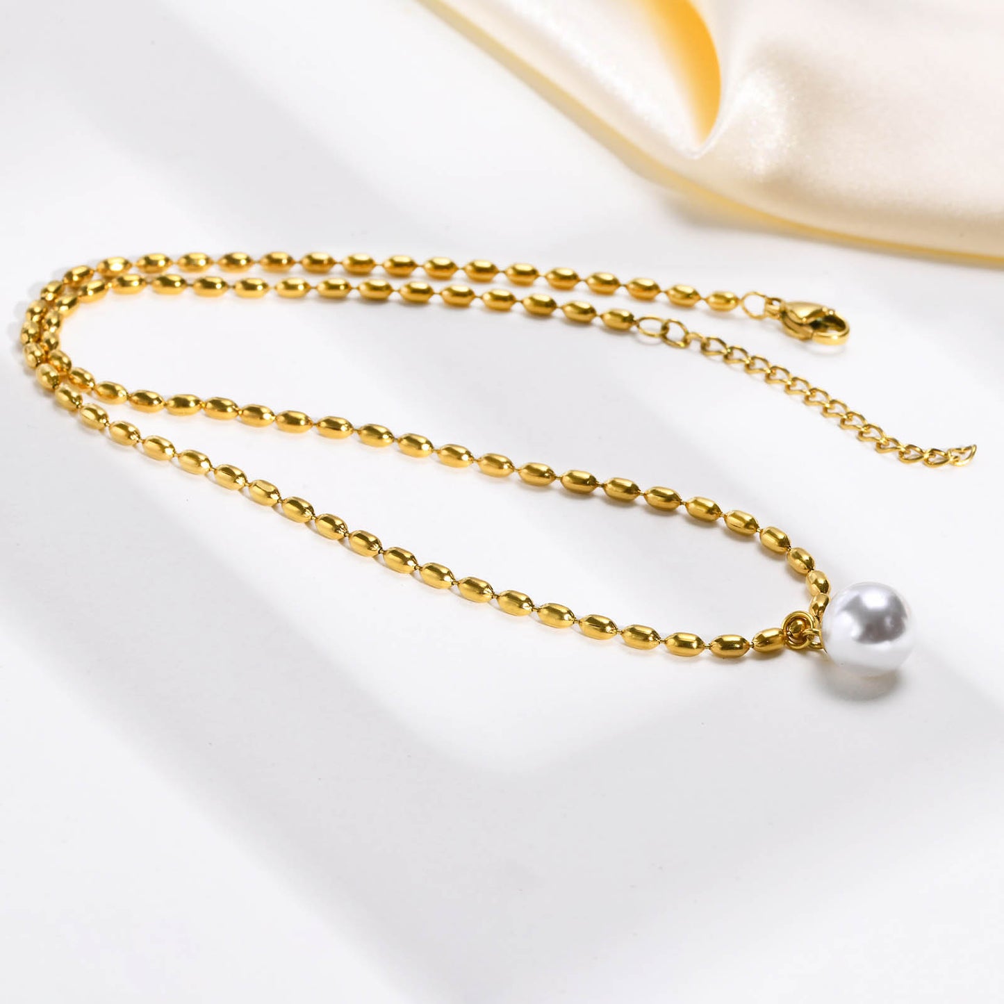 IG Style Solid Color 18K Gold Plated Stainless Steel Double Layer Necklace