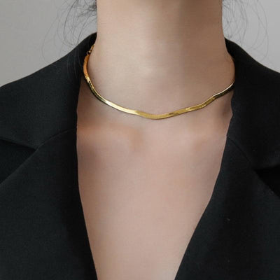 IG Style 18K Gold Plated Titanium Steel Double Layer Choker Necklace with Eggplant Pendant