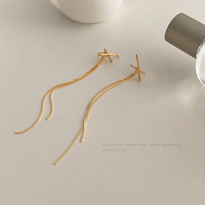 INS Style Geometric Alloy Plated Earrings with S925 Silver Needle and Pearl Tassel Design