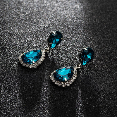 INS Style Shiny Water Droplets Zirconia Crystal Rhinestone Drop Earrings for Women