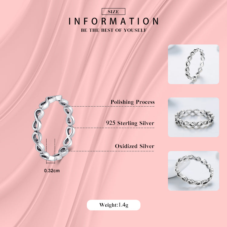 INS Style Infinity Sterling Silver Rose Gold Couple Rings