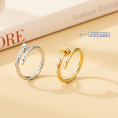 INS Style Minimalist Titanium Steel Plated Nail Design Rings