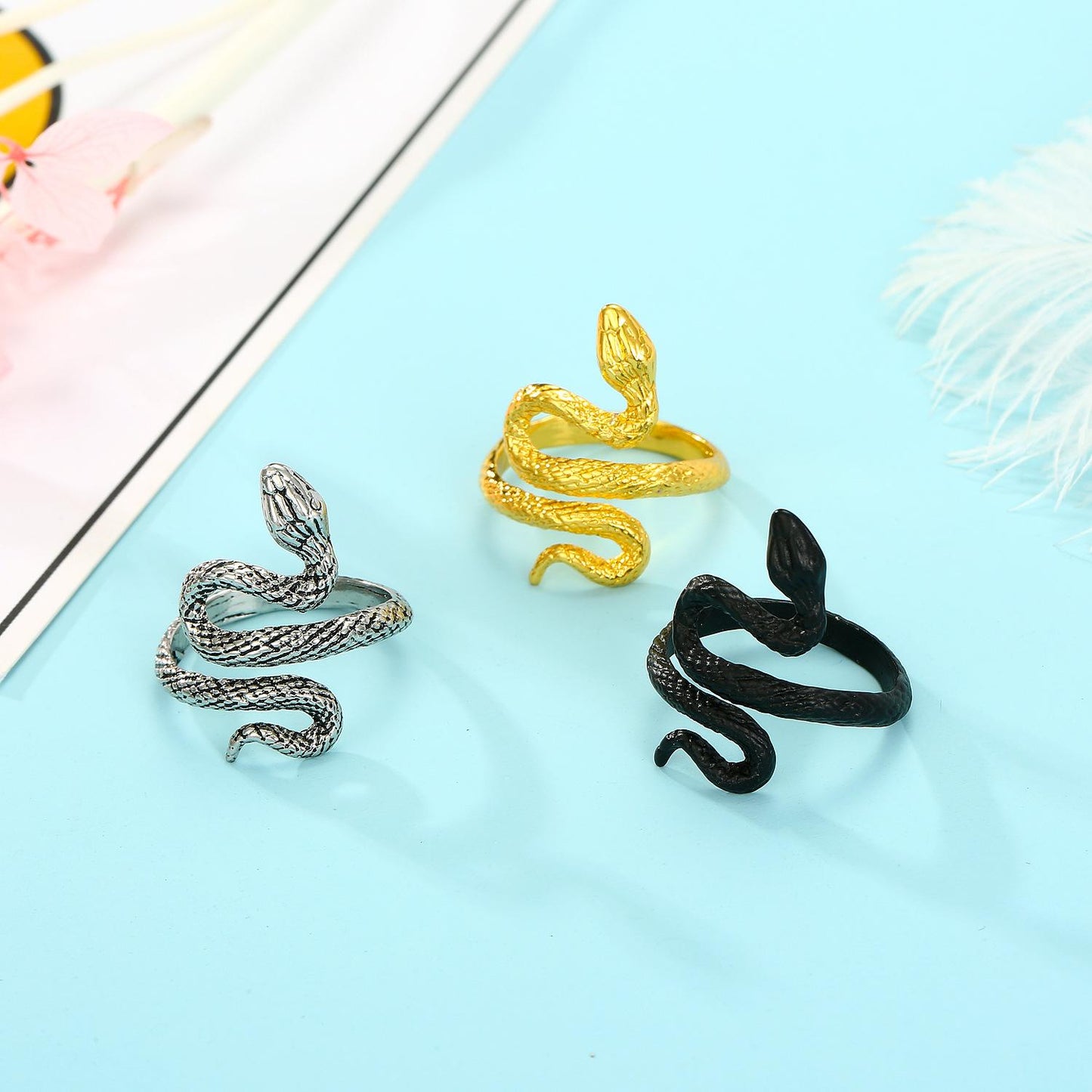 Vintage Silver and Gold Cobra Snake Ring for Men