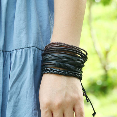 Multi-layer Woven Leather Bracelet Set - DIY Four-piece Combination