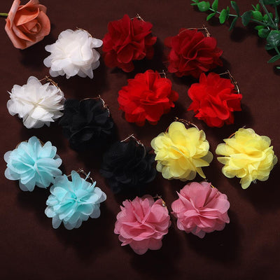 Korean Fashion Hard Yarn Flower Earrings Exquisite Ear Jewelry
