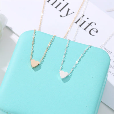 Korean Style Peach Heart Pendant Necklace for Women - Mini Love Glossy 3D Design Clavicle Chain
