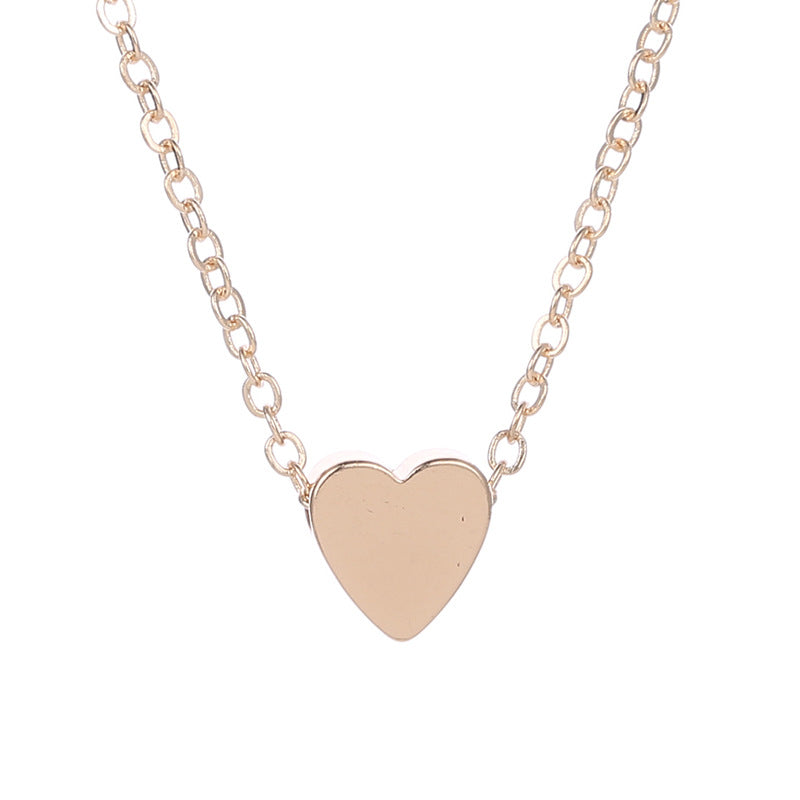 Korean Style Peach Heart Pendant Necklace for Women - Mini Love Glossy 3D Design Clavicle Chain