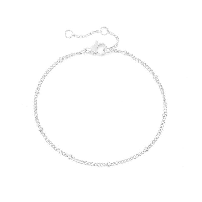 Korean Stainless Steel Double-Layer Bead Chain Adjustable Bracelet - Fashionable Handmade Copper Bead Bracelet for Women