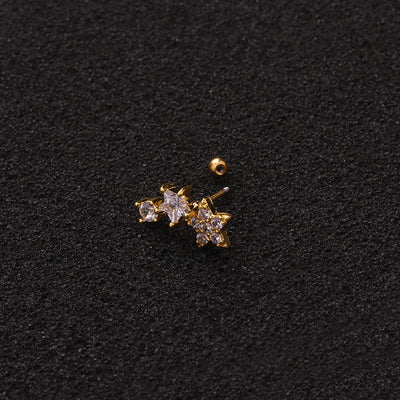 Korean Creative Zircon Star Stainless Steel Screw Back Earrings