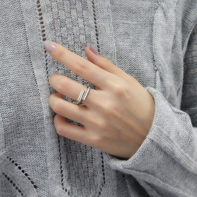 Korean 925 Silver Gold-Plated Irregular Open Ring
