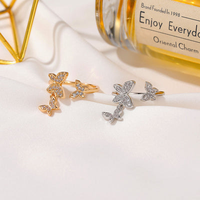 Korean Elegant Butterfly Zircon Adjustable Ring