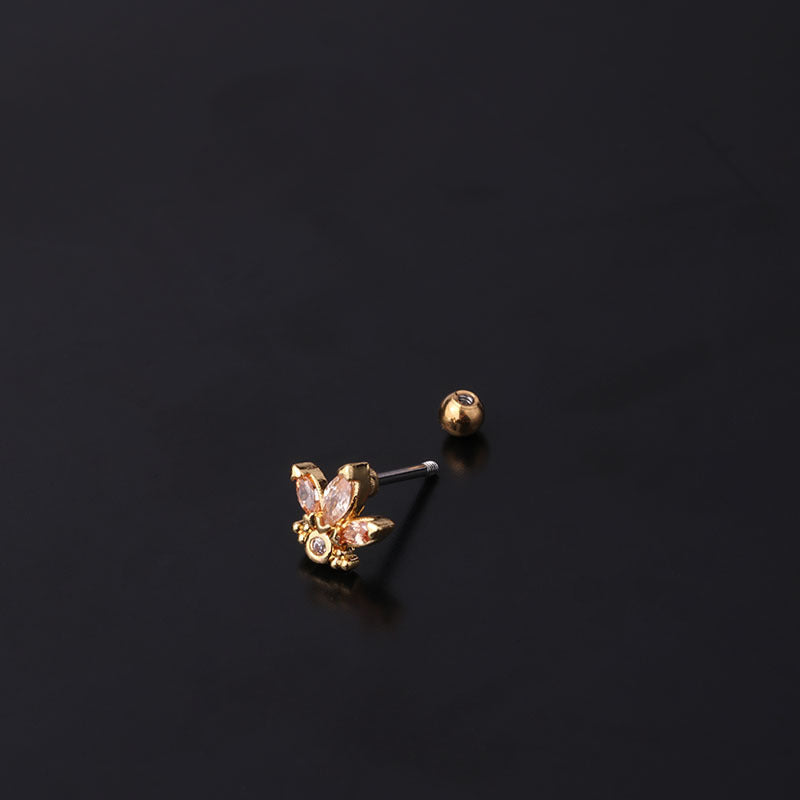 Korean Zircon Star Chain Earrings in Titanium Steel