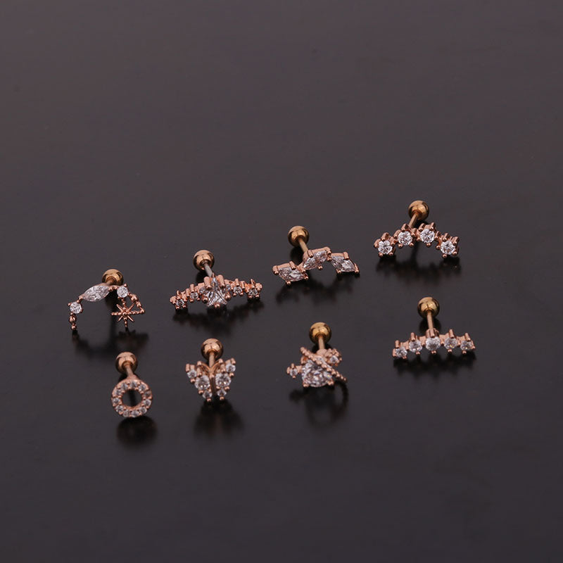 Korean Creative Fashion Butterfly Zircon Stud Earrings