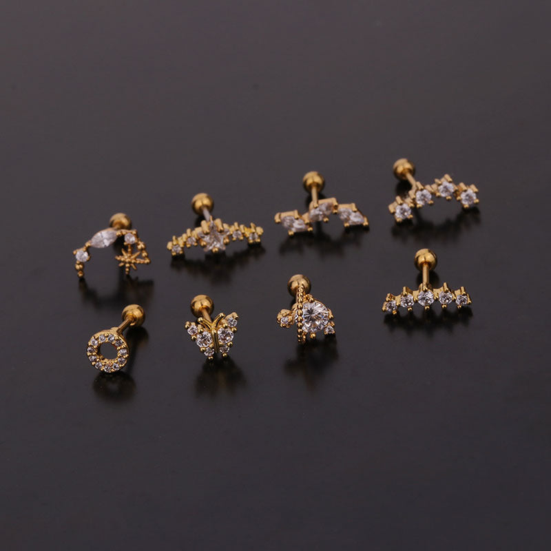 Korean Creative Fashion Butterfly Zircon Stud Earrings