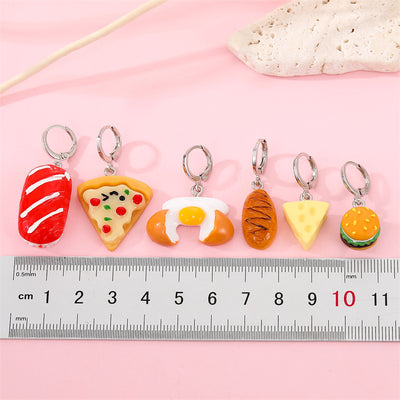 Korean Creative Food Simulation Earrings - Cheese, Hot Dog, Burger, Pizza Design