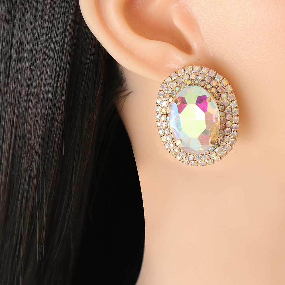Korean Vintage Style Glass Gemstone Alloy Earrings