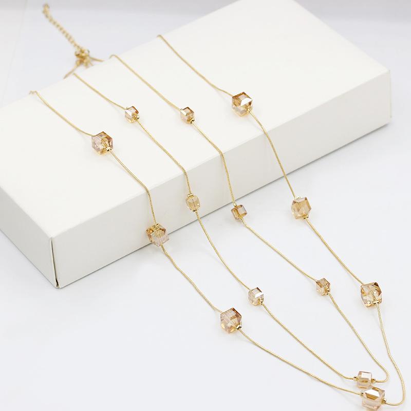 Korean Fashion Crystal Long Pendant Necklace for Women