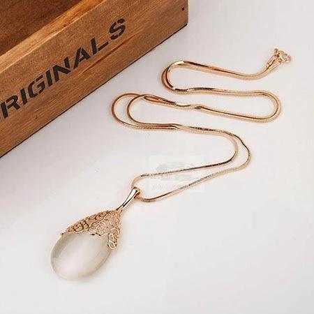 Korean Fashion Crystal Long Pendant Necklace for Women