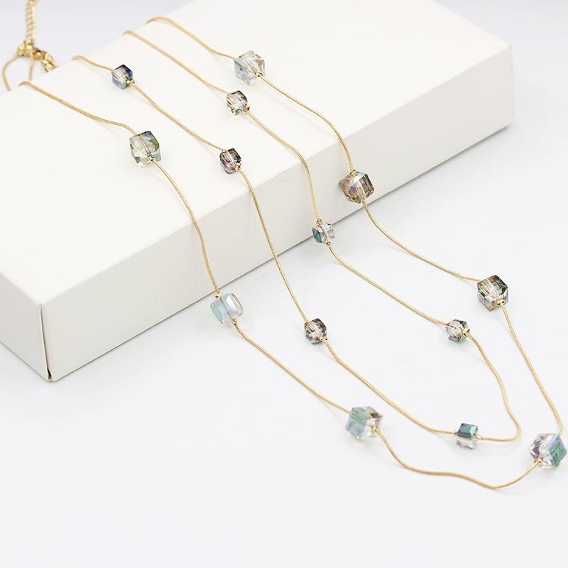 Korean Fashion Crystal Long Pendant Necklace for Women