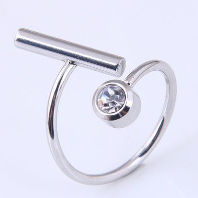 Korean Fashion Hip-hop Stainless Steel Diamond Ring 0612