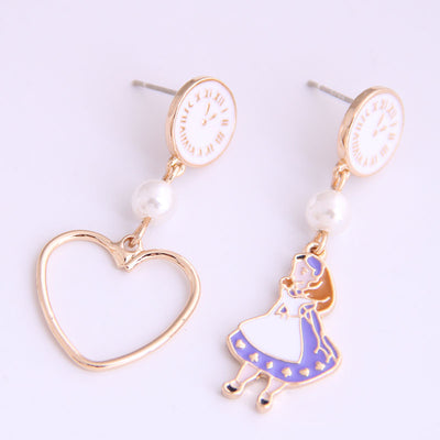 Korean Asymmetric Heart Earrings for Girls