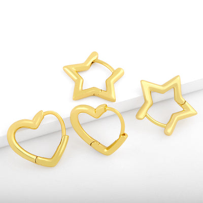 Korean Star Heart Stud Earrings for Women